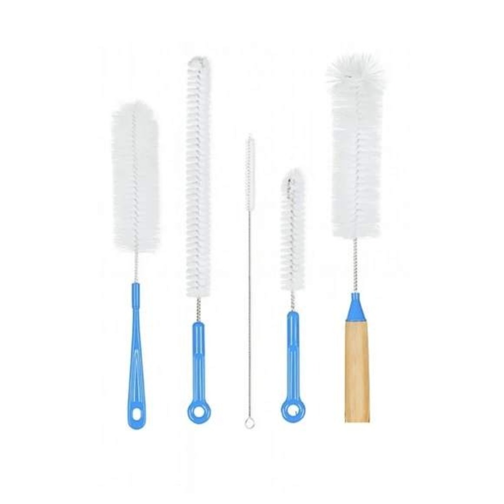 Handy Helpers 5 Piece Bottle Cleaning Brush Set for Straws Tumblers Blue White
